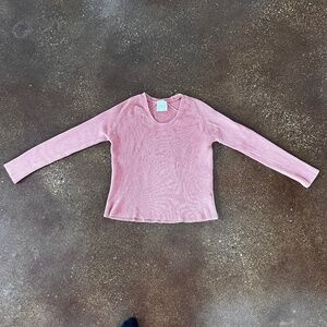 Organic cotton mauve-salmon colored scoop neck knit sweater